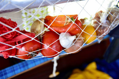 High angle view of fruits on table