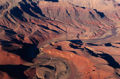 Panoramic aerial vision from helicopter to the grand canyon of the colorado