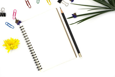 High angle view of pencils in pen