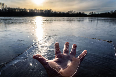 Low section of person in lake