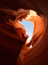 Beautiful and scenic rock formations hiking in the lower antelope canyon slot canyon