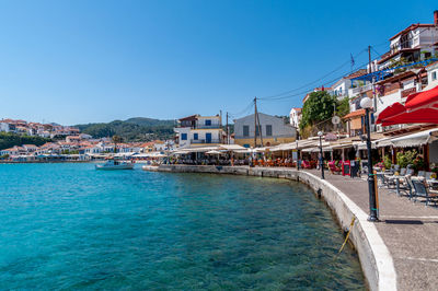 View of swimming pool in city