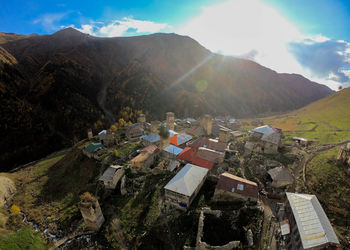 High angle view of townscape against sky