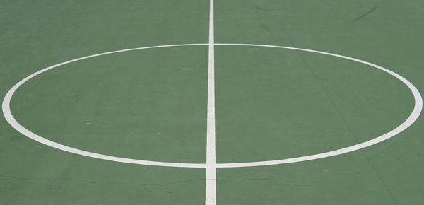 High angle view of basketball court