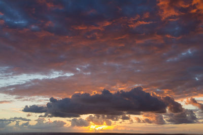 Low angle view of dramatic sky during sunset