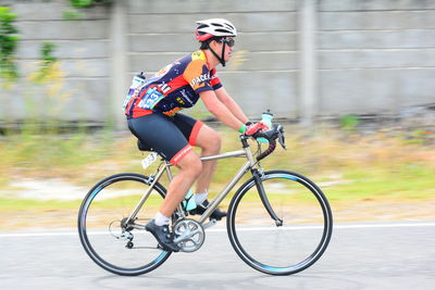 Woman riding bicycle