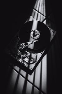 Close-up of machine on table