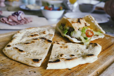 Close-up of food on cutting board