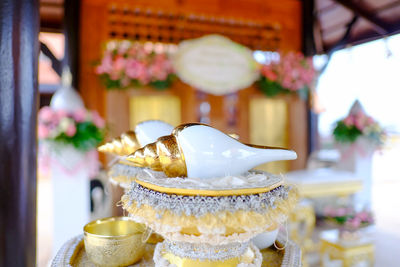 Close-up of cake on table