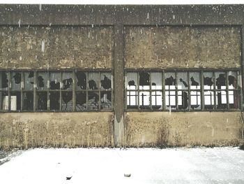 Snow on building during winter