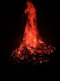 Close-up of bonfire at night