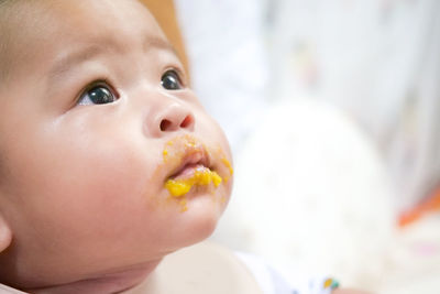 Close-up portrait of cute baby boy