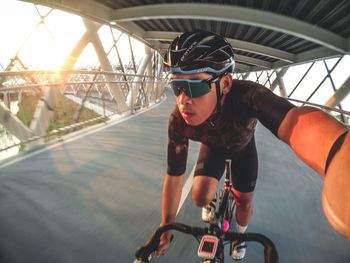 Man riding bicycle