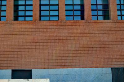 Low angle view of brick wall of building