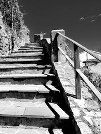 Low angle view of staircase against clear sky
