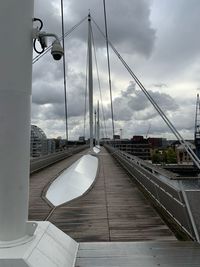 Bridge over street against sky