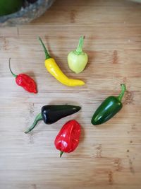 High angle view of vegetables on table