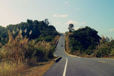 Road amidst trees against sky