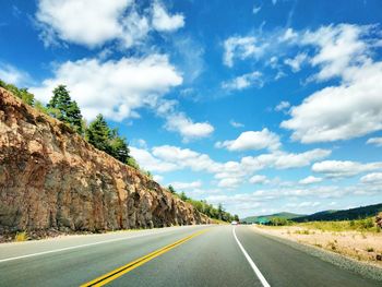 Surface level of road against sky