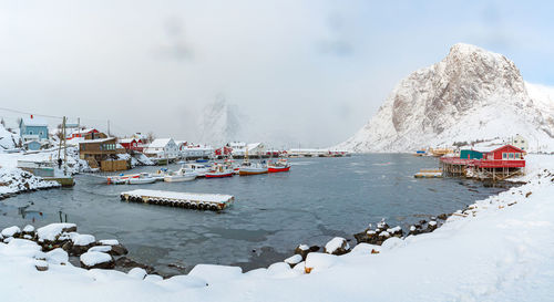 Scenic view of sea against sky during winter