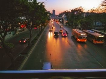 Traffic on road in city