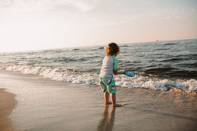 Rear view of person standing on beach