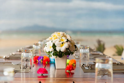 Close-up of christmas decoration on table
