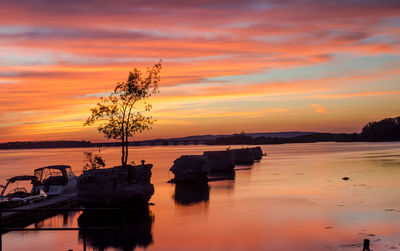 Scenic view of sunset over sea