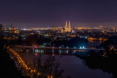 Illuminated city at night