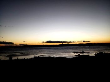 Scenic view of sea against sky at sunset