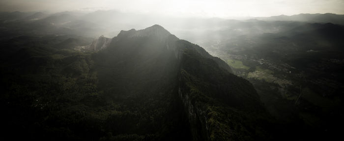 Panoramic view of mountains against sky