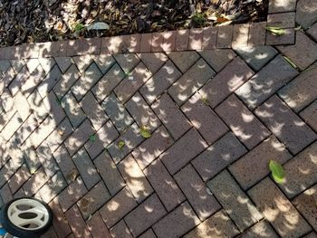 High angle view of paving stone