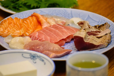 Close-up of sushi served in plate