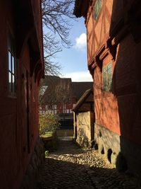 Narrow alley along buildings