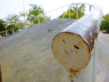 Close-up of metallic object against blurred background