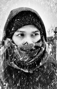 Portrait of man in snow