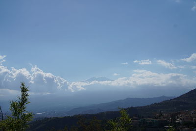 Scenic view of mountains against sky