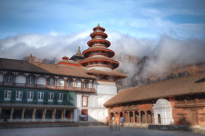 Low angle view of historic building against sky