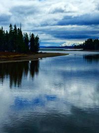 Scenic view of lake against sky