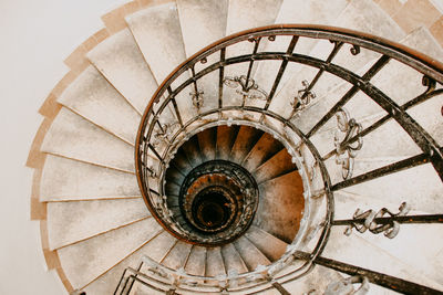 Directly below shot of spiral staircase