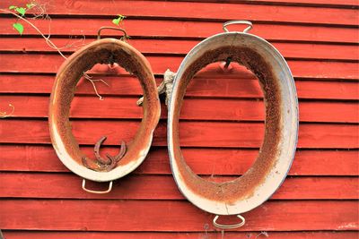 Close-up of rusty metal on wall