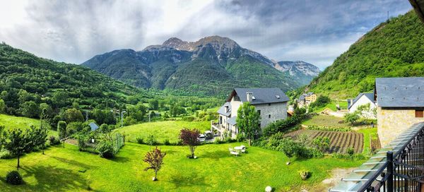 Panoramic view of mountains against sky