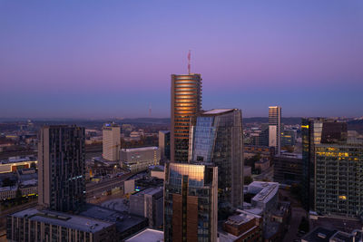 High angle view of buildings in city
