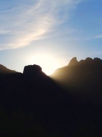 Silhouette mountains against sky during sunset