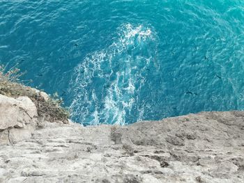 High angle view of waves in sea