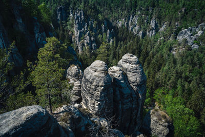 View of famous bastei rock formation. saxony, germany