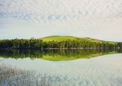 Scenic view of lake against sky