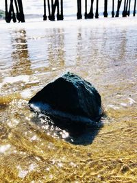 High angle view of rocks in sea