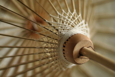 Close-up of rolled up thread on umbrella