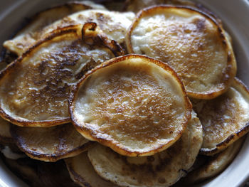 Close-up of pancakes in bowl